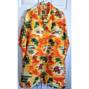 RIMA Men's 3XL Multicolor Tropical Floral Orange Hawaiian Aloha S/S Shirt